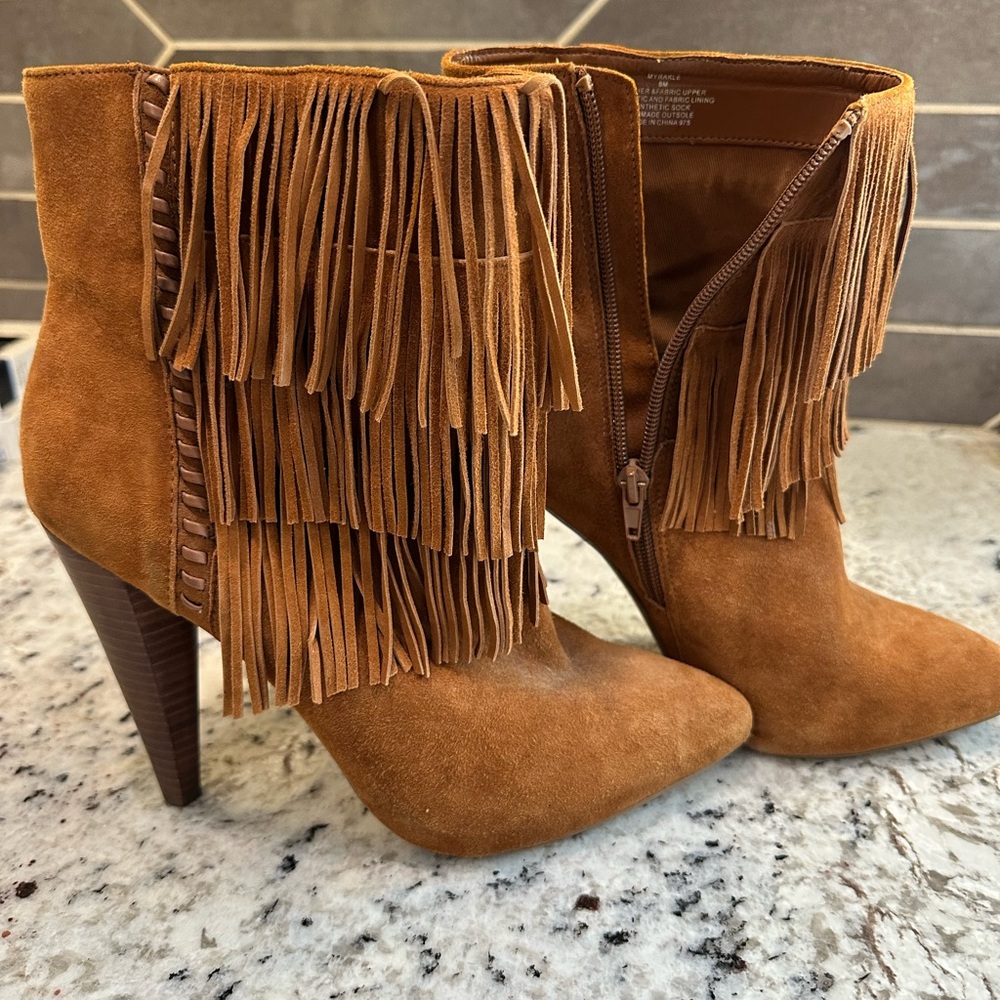 Fringe Suede Ankle Boots